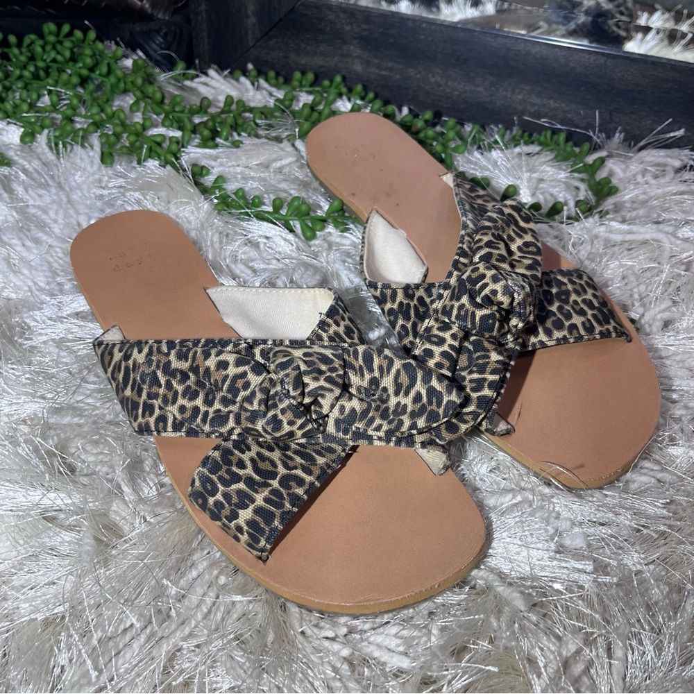 -🌸5/$25🌸A New Day Leopard Printed Bow Detail Slide On Flip Flops Size 7.5 - Picture 7 of 13